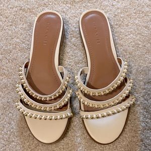 Coach gold bead slide sandals. Cream. Excellent condition.